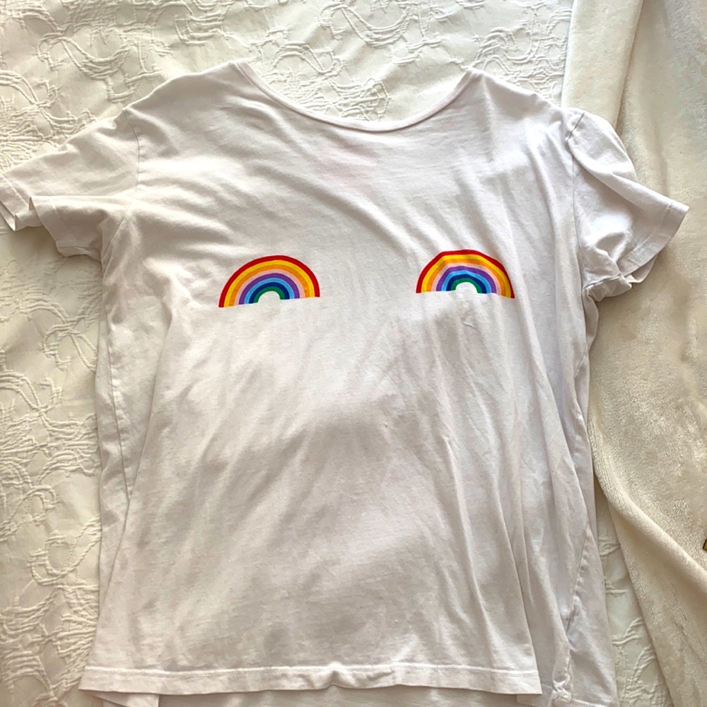 Made in USA boobie rainbow T-shirt! All cotton